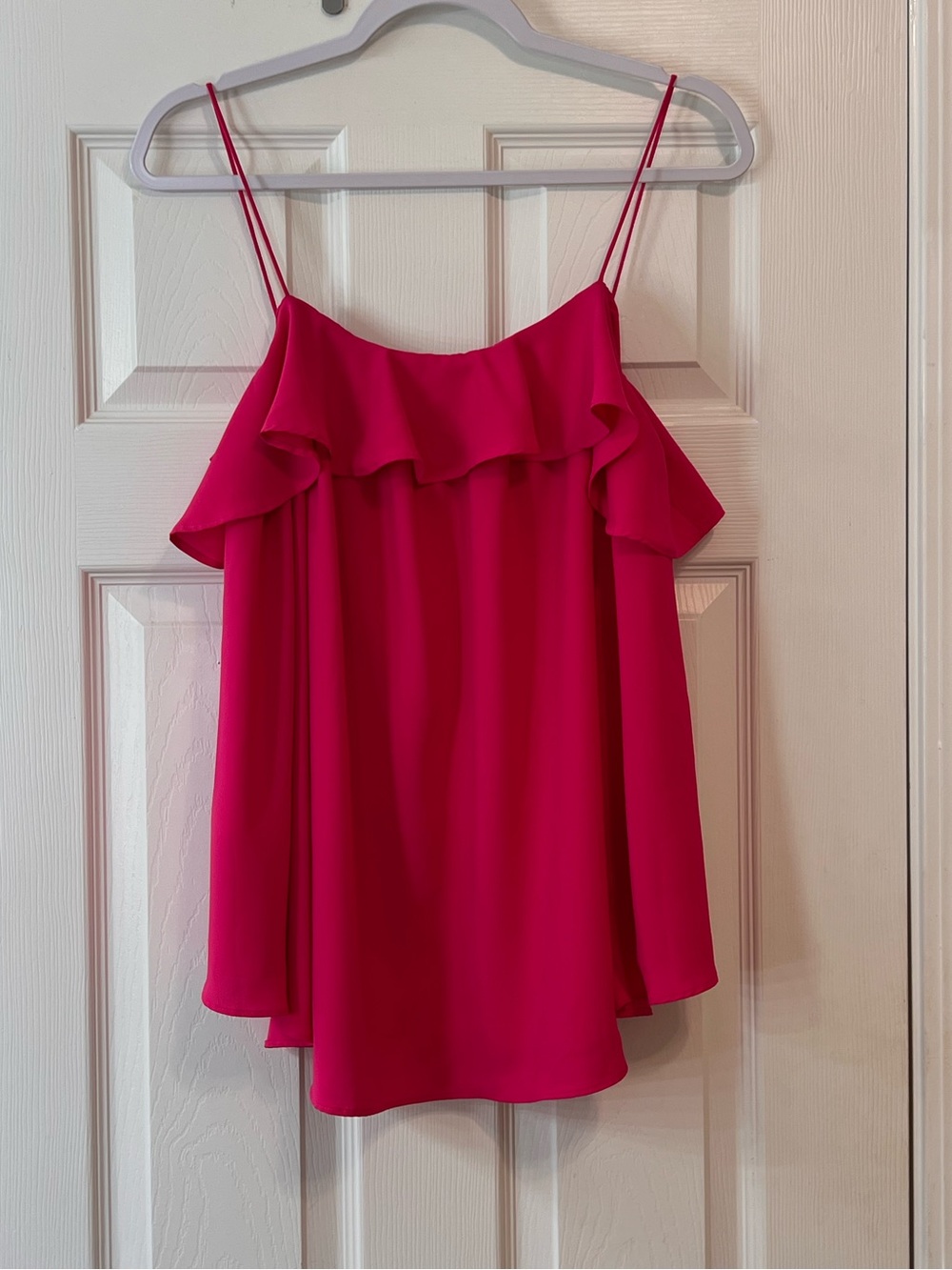 Sugar Lips Hot Pink Ruffle Flowy Blouse Tank Top Blouse Size Medium Cute